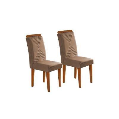 Kit 2 Cadeiras Sala Jantar Amsterdã 2 Un Imbuia Suede Capuccino Rufato