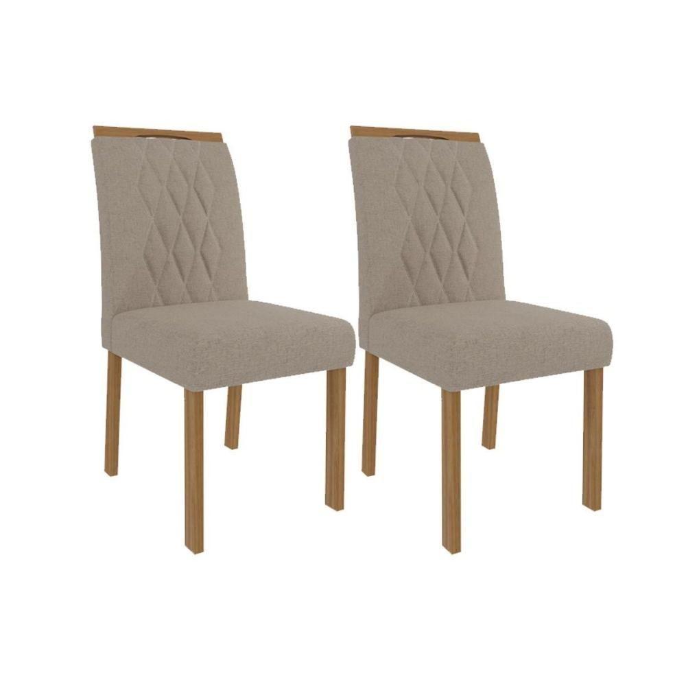 Kit 2 Cadeiras Sala Jantar Juliana Wood 2 Un Nature Madeirado Linho Bege Cimol - 1