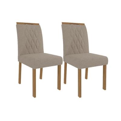 Kit 2 Cadeiras Sala Jantar Juliana Wood 2 Un Nature Madeirado Linho Bege Cimol
