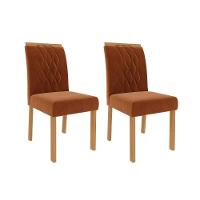 Kit 2 Cadeiras Sala Jantar Juliana Wood 2 Un Nature Madeirado Linho Bege Cimol - 5