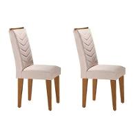 Kit 2 Cadeiras Sala Jantar Londrina 2 Un Madeira Capuccino Suede Creme Rufato - 1