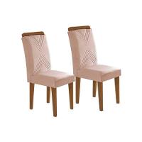 Kit 2 Cadeiras Sala Jantar Amsterdã 2 Un Madeira Capuccino Suede Creme Rufato - 1