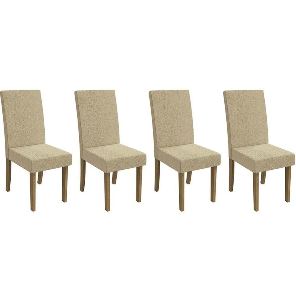 Cadeira Sala De Jantar 2cad131fr Kit 4 Un Freijo Linho Bege Claro A058 - 1