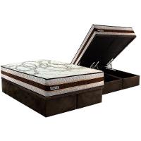 Conjunto Box Baú King: Colchão Espuma Paropas Resiste Double Face Ag D45 + Base Crc Suede Brown (193x203) - 1