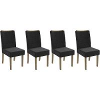Cadeira Sala De Jantar 2cad129ng Kit 4 Un Nogueira Suede Preto A038 - 1