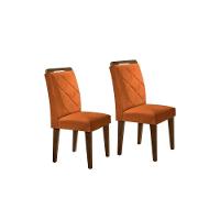 Kit 2 Cadeiras Sala Jantar Melissa 2 Un Madeira Capuccino Linho Bege Turim Rufato - 7