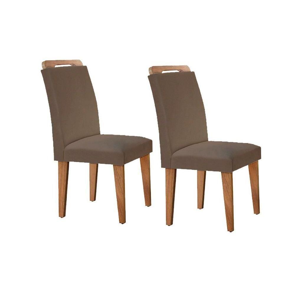 Cadeira Sala De Jantar Athenas Kit 2 Un Imbuia Suede Capuccino Rufato - 1