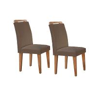 Cadeira Sala De Jantar Athenas Kit 2 Un Imbuia Suede Capuccino Rufato - 1
