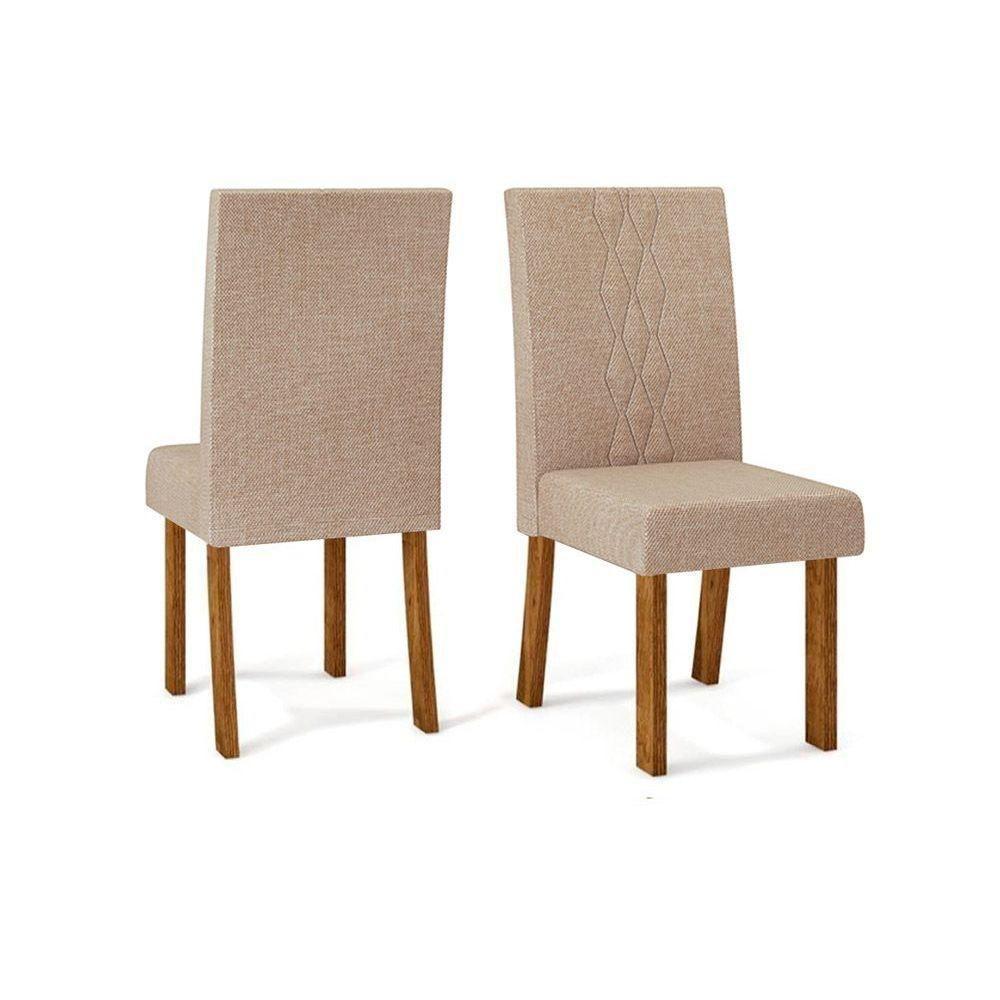 Kit 2 Cadeiras Sala Jantar Elis 2 Un Carvalho Nobre Linho Saara - 1