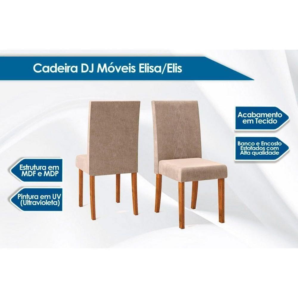 Kit 2 Cadeiras Sala Jantar Elis 2 Un Carvalho Nobre Linho Saara - 2