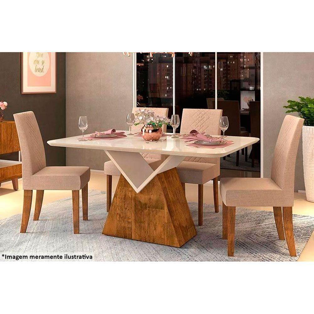 Kit 2 Cadeiras Sala Jantar Elis 2 Un Carvalho Nobre Linho Saara - 4