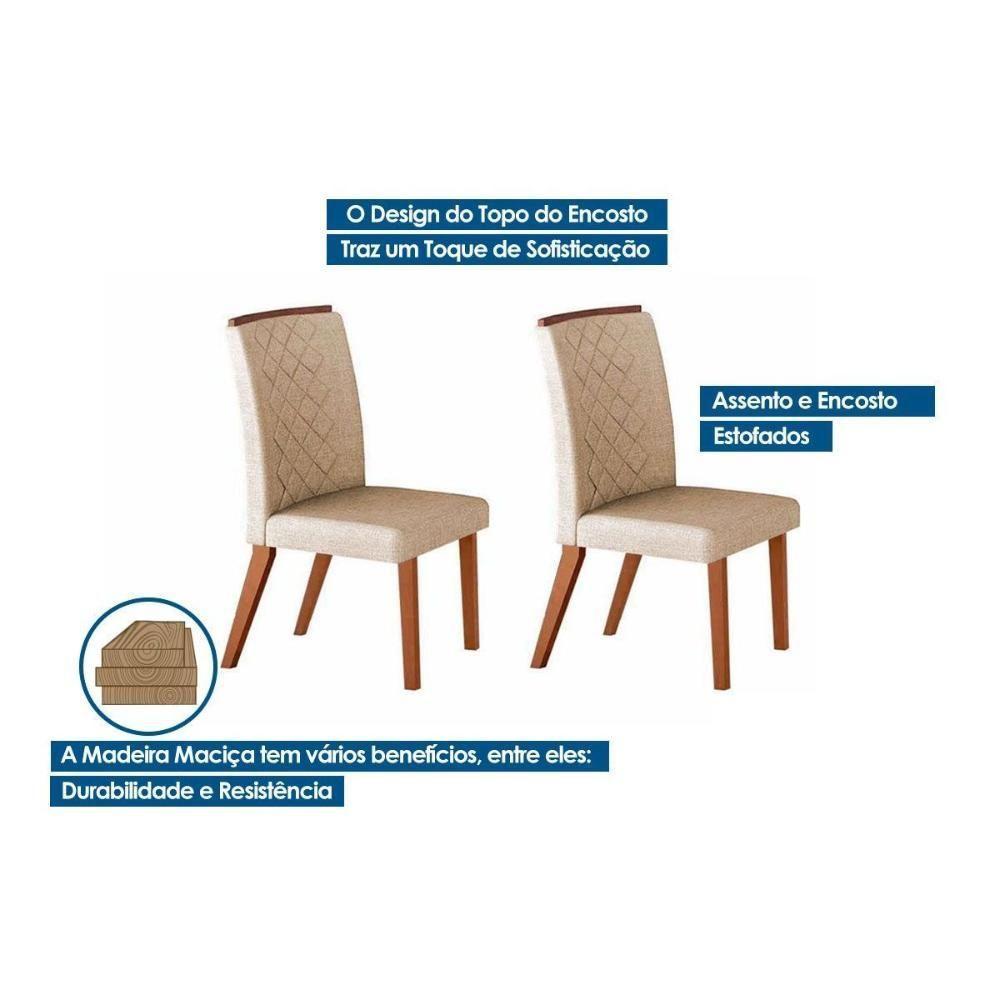 Kit 2 Cadeiras Sala Jantar Jade 2 Un Madeira Capuccino Linho Bege Turim Rufato - 2