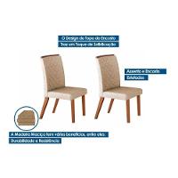 Kit 2 Cadeiras Sala Jantar Jade 2 Un Madeira Capuccino Linho Bege Turim Rufato - 2