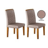 Kit 2 Cadeiras Sala Jantar Jade 2 Un Madeira Capuccino Linho Bege Turim Rufato - 9