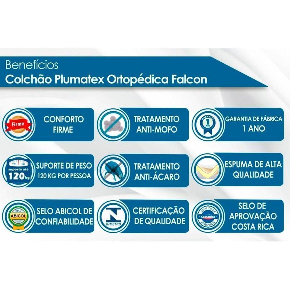 Conjunto Box Baú Casal: Colchão Espuma Plumatex D26 Falcon Firme + Base Crc Suede Gray (138x188) - 2