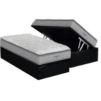 Cama Box Baú Solteiro: Colchão Anatômico Probel D45 Guarda Costas Próextreme Plus + Base Crc Suede Black (88x188) - 1