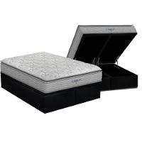Cama Box Baú Queen: Colchão Anatômico Probel D45 Guarda Costas Próextreme Plus + Base Crc Suede Black (158x198) - 1