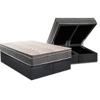 Cama Box Baú Queen: Colchão Anatômico Paropas D45 Conforto Mega Firme + Base Crc Suede Gray (158x198) - 1