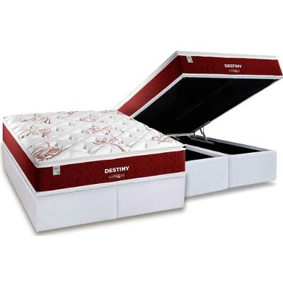 Conjunto Box Baú King: Colchão Molas Plumatex Superlastic Destiny + Base Crc Courano White (193x203)