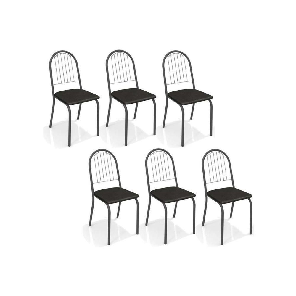 Cadeira Sala De Jantar Noruega 2c077 Kit 6 Un Preto Fosco Courano Preto 110 - 1