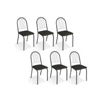 Cadeira Sala De Jantar Noruega 2c077 Kit 6 Un Preto Fosco Courano Preto 110 - 1