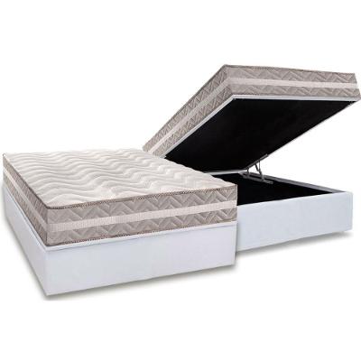 Conjunto Box Baú Casal: Colchão Espuma Paropas D33 D45- Pro Sono Double Face Prata + Base Crc Courano White (138x188)