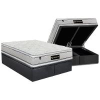 Cama Box Baú Queen: Colchão Molas Ensacadas Luckspuma Lucksfaction Plus Gray + Base Crc Suede Gray (158x198) - 1