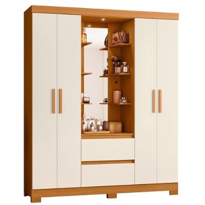 Guarda Roupa Casal Olivia 4 Portas 2 Gavetas Cinamomo-Off White MDP Casa H
