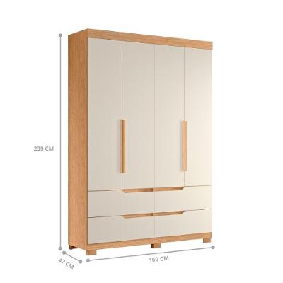 Guarda Roupa Casal Boston 5 Portas 4 Gavetas Freijó-Off White MDP Casah