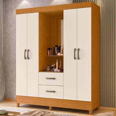 Guarda Roupa Casal Capelinha Dubai 4 Portas 2 Gavetas Cinamomo Off White Casah