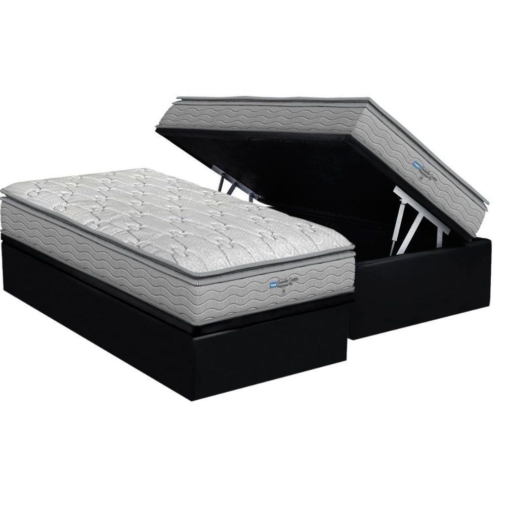 Cama Box Baú Solteiro: Colchão Ortopédico Probel D45 Guarda Costas Próextreme Plus + Base Crc Suede Black (88x188) - 1