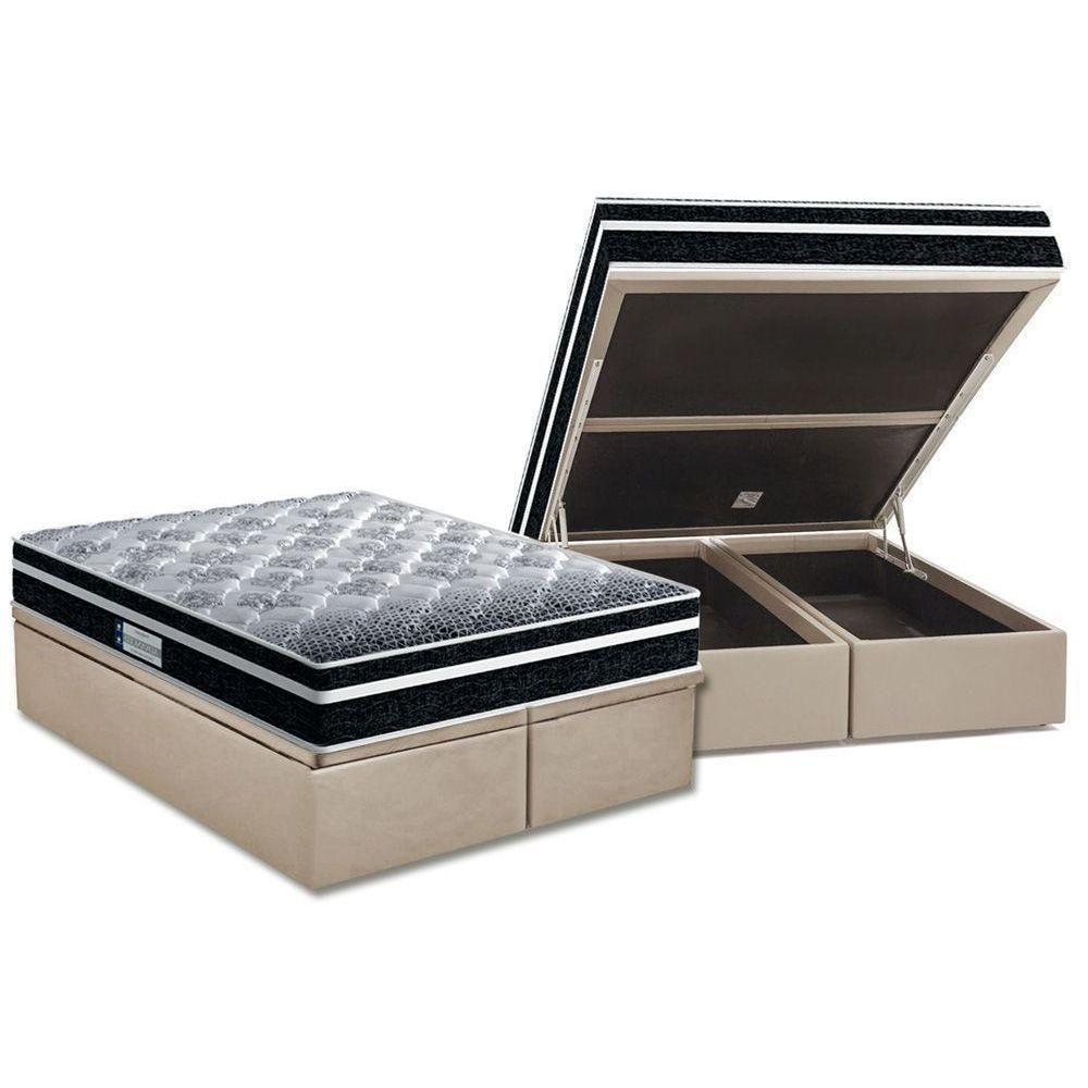 Cama Box Baú King: Colchão Ortopédico Probel D33 Prodormir Advanced Tech1500 Plus + Base Crc Suede Clean (193x203) - 1