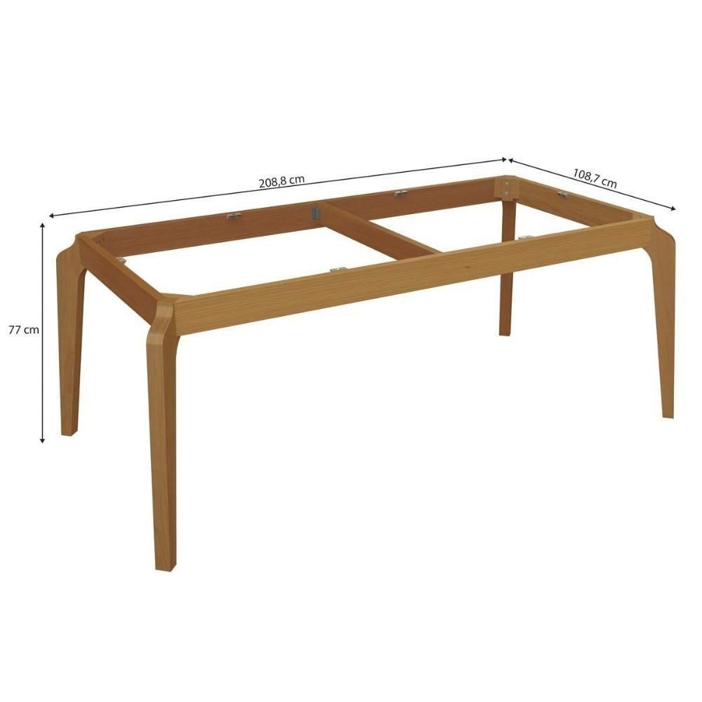 Mesa Para Cozinha Petra Com Tampo Madeirado Com Vidro 100x200cm Carvalho Off White Vidro Off White Kappesberg - 4