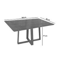 Mesa Para Cozinha Elma Madeira Maciça Com Tampo Madeirado Com Vidro 90x160cm Carvalho Preto Fosco Vidro Preto Kappesberg - 3