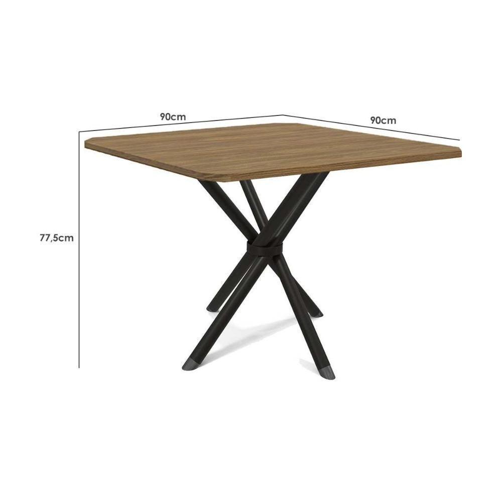 Mesa Para Cozinha Volga Com Tampo 90cm Preto Fosco Nogueira Kappesberg - 3