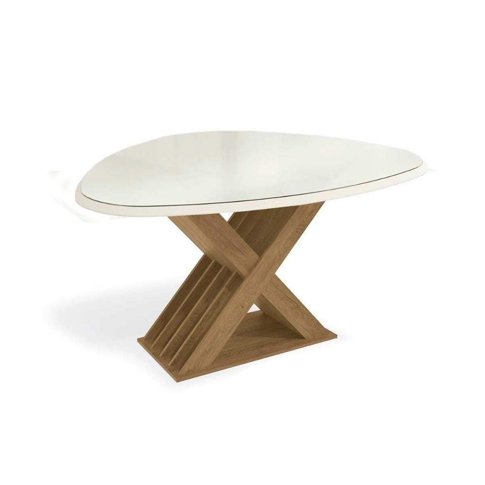 Mesa Para Cozinha Graviola Com Tampo Madeirado Com Vidro 135x105cm Freijó Off White Kappesberg - 1