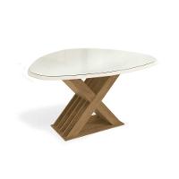 Mesa Para Cozinha Graviola Com Tampo Madeirado Com Vidro 135x105cm Freijó Off White Kappesberg - 1