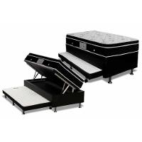 Conjunto Box Baú Solteiro: Colchão Molas Ortobom Nanolastic Physical + Base Crc Courano Black(88x188) - 1
