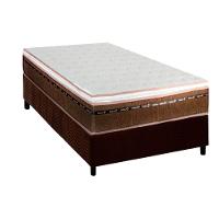 Conjunto Box Solteiro: Colchão Molas Luckspuma Ensacadas New Comfort + Base Crc Suede Brown (88x188) - 1