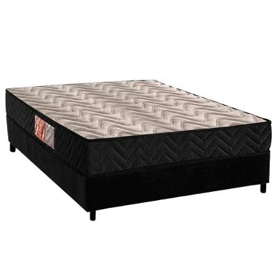 Conjunto Box Viúva: Colchão Espuma Paropas D28 Pasquale Black + Base Crc Suede Black (128x188)