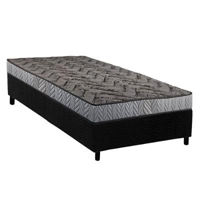 Conjunto Box Solteiro: Colchão Espuma Paropas Compact Ag 65 - D23 Royalle Rústico Prata + Base Crc Suede Black (88x188)