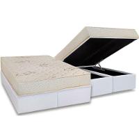 Conjunto Box Baú Queen: Colchão Espuma Luckspuma D45 Gran Luck Floral Pró Saúde + Base Crc Courano White (158x198) - 1