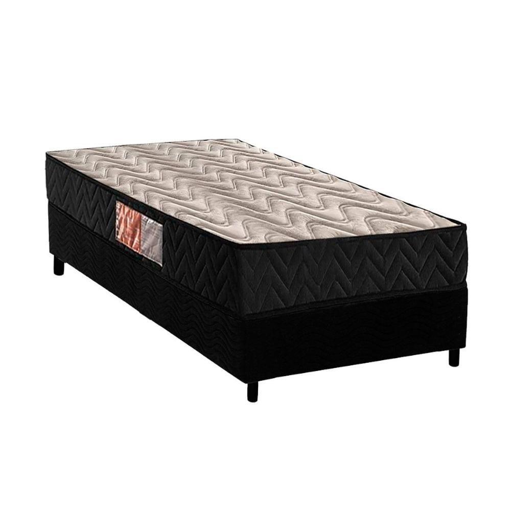 Conjunto Box Solteiro: Colchão Espuma Paropas D28 Pasquale Black + Base Crc Suede Black (88x188) - 1