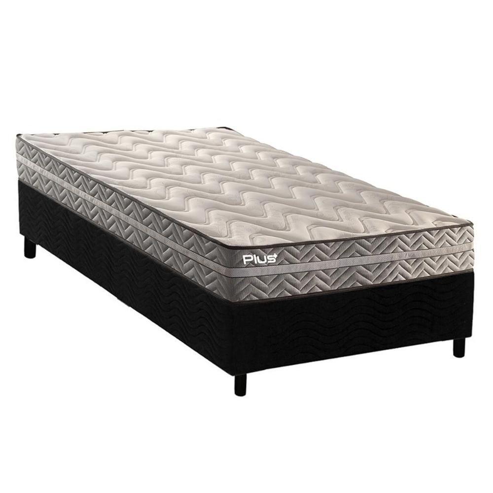 Conjunto Box Solteiro: Colchão Espuma Paropas D45 Pasquale Plus Gray + Base Crc Suede Black (88x188) - 1