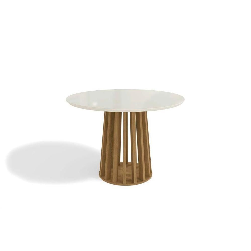 Mesa Para Cozinha Lavanda Com Tampo Madeirado Com Vidro 105x105cm Nogueira Off White Vidro Off White Kappesberg - 1