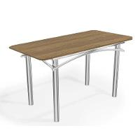 Mesa Para Cozinha Elba Aço Com Tampo Madeirado 136x90cm Cromada Nogueira Kappesberg - 1