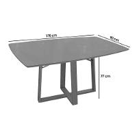 Mesa Para Cozinha Elma Madeira Maciça Com Tampo Madeirado Com Vidro 90x170cm Carvalho Preto Fosco Vidro Preto Kappesberg - 2