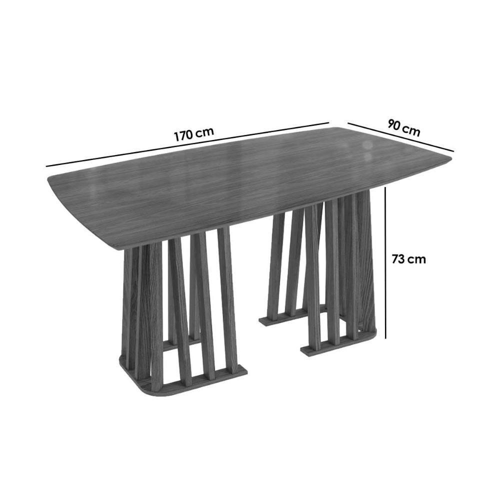 Mesa Para Cozinha Alteia Com Tampo Madeirado Com Vidro 90x170cm Nogueira Off White Vidro Off White Kappesberg - 2