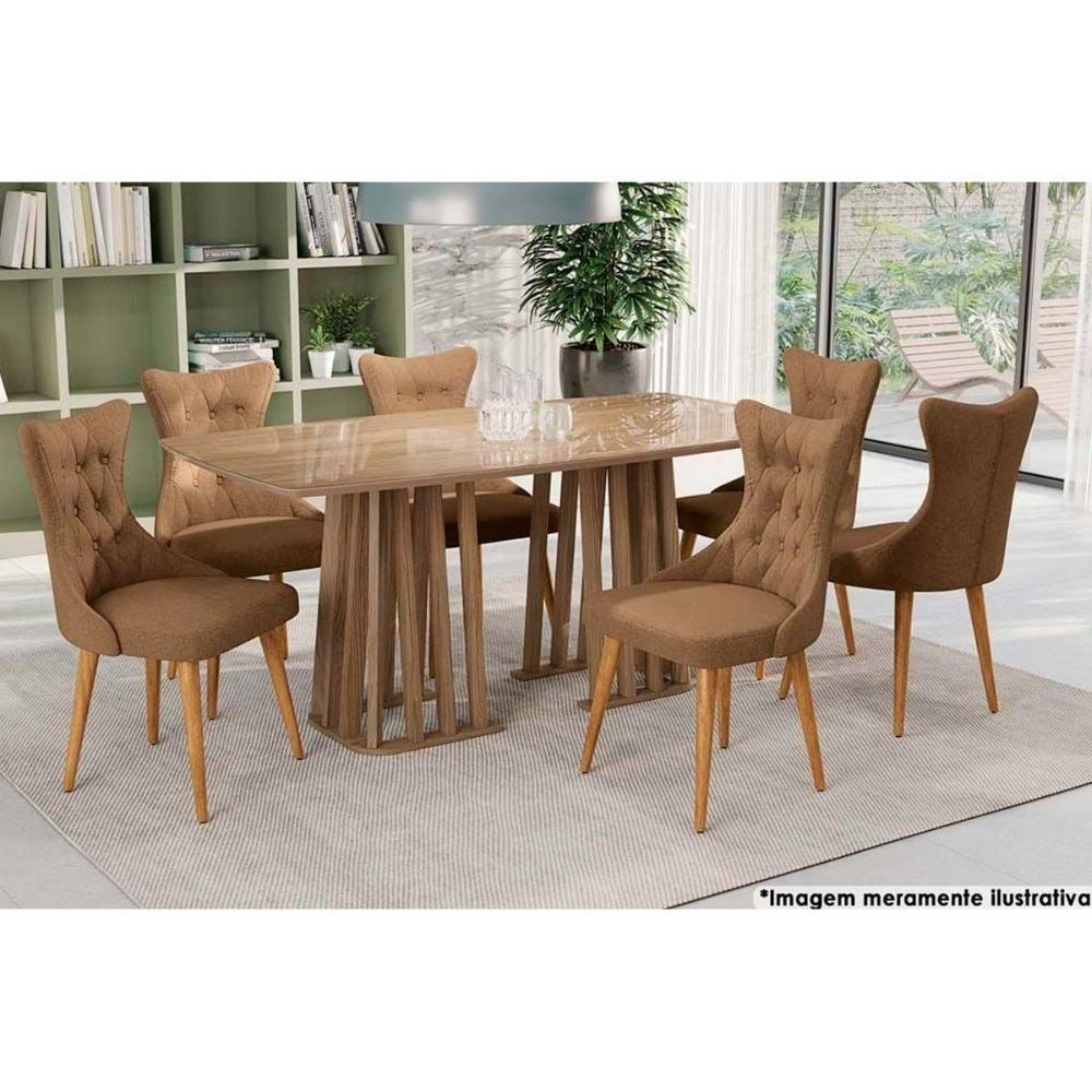 Mesa Para Cozinha Alteia Com Tampo Madeirado Com Vidro 90x170cm Nogueira Off White Vidro Off White Kappesberg - 3