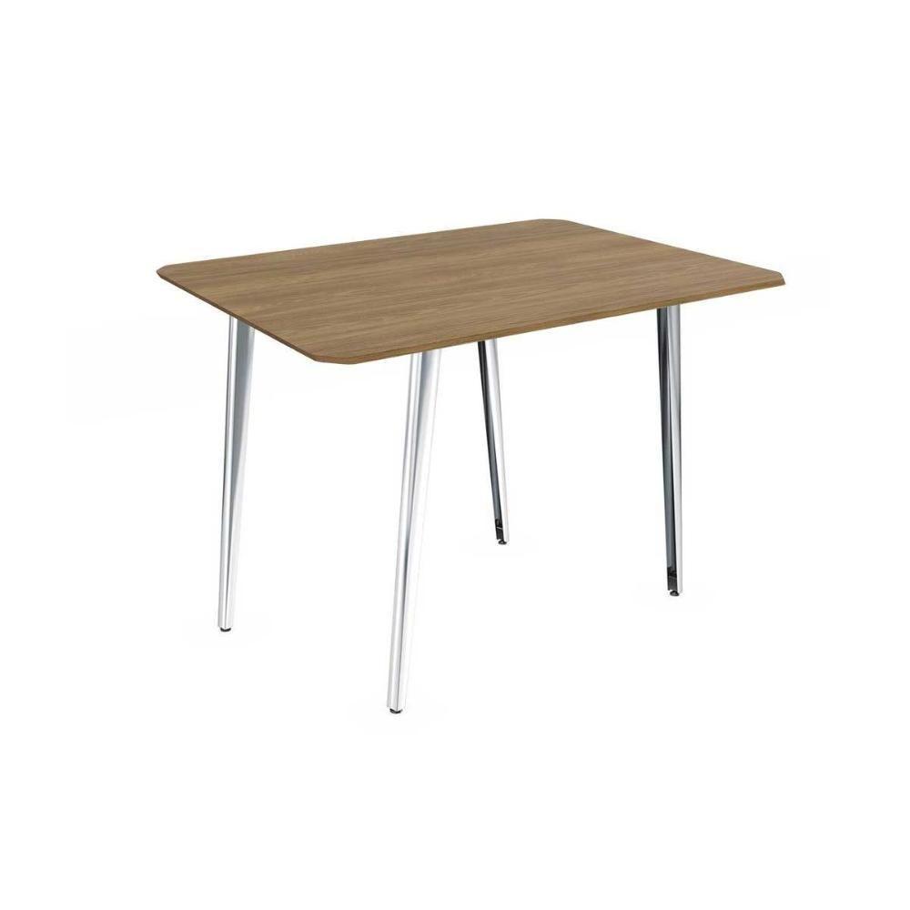 Mesa Para Cozinha Iguaçu Aço Com Tampo Madeirado 136x90cm Nogueira Cromada Kappesberg - 1